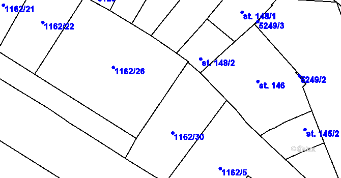 Parcela st. 1162/27 v KÚ Velké Bílovice, Katastrální mapa