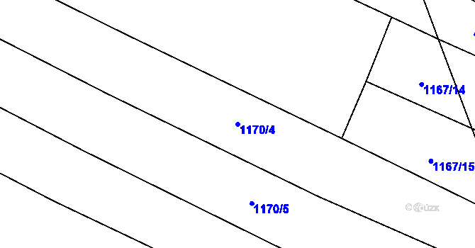 Parcela st. 1170/4 v KÚ Velké Bílovice, Katastrální mapa