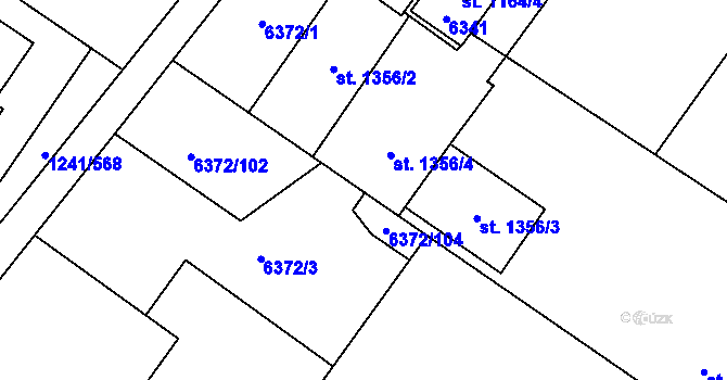 Parcela st. 1241/272 v KÚ Velké Bílovice, Katastrální mapa