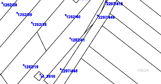 Parcela st. 2297/2 v KÚ Velké Bílovice, Katastrální mapa