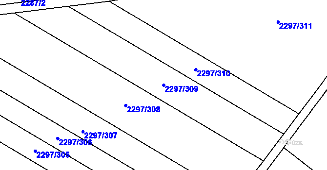 Parcela st. 2297/309 v KÚ Velké Bílovice, Katastrální mapa