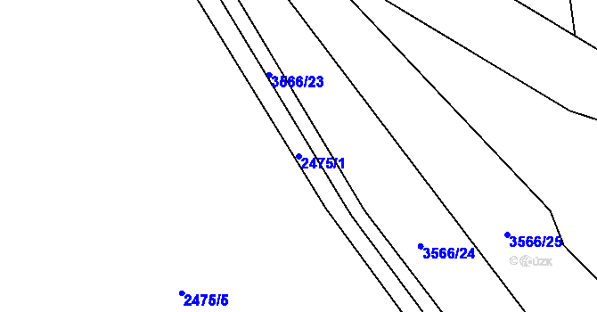 Parcela st. 2475/1 v KÚ Velké Bílovice, Katastrální mapa