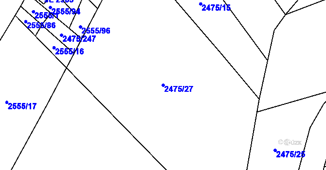 Parcela st. 2475/27 v KÚ Velké Bílovice, Katastrální mapa
