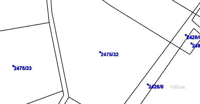Parcela st. 2475/32 v KÚ Velké Bílovice, Katastrální mapa