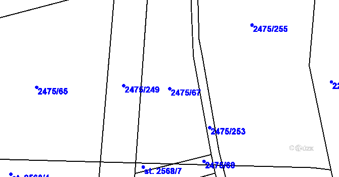 Parcela st. 2475/67 v KÚ Velké Bílovice, Katastrální mapa