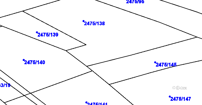 Parcela st. 2475/142 v KÚ Velké Bílovice, Katastrální mapa