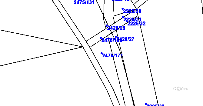 Parcela st. 2475/171 v KÚ Velké Bílovice, Katastrální mapa