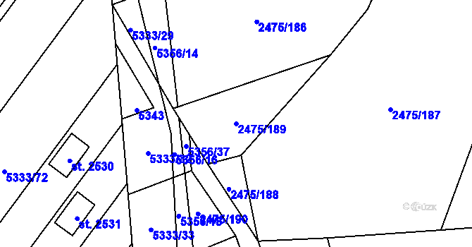 Parcela st. 2475/189 v KÚ Velké Bílovice, Katastrální mapa