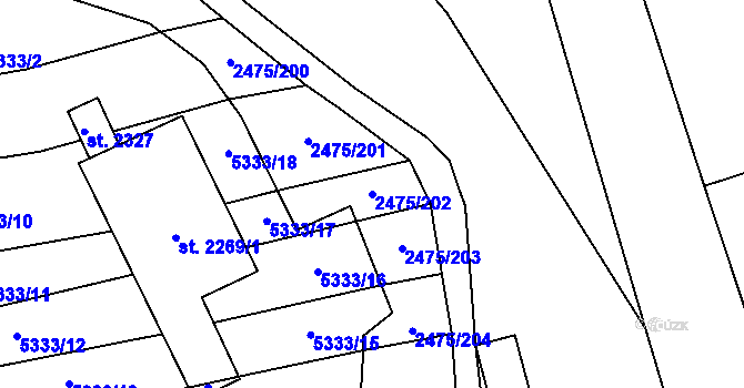 Parcela st. 2475/202 v KÚ Velké Bílovice, Katastrální mapa