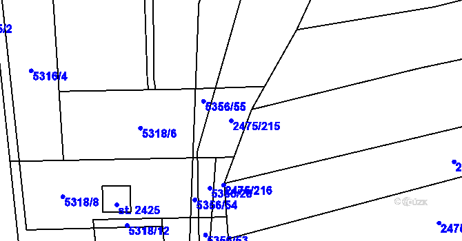 Parcela st. 2475/215 v KÚ Velké Bílovice, Katastrální mapa