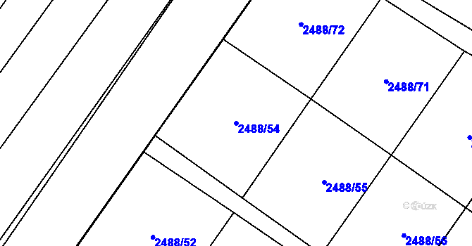 Parcela st. 2488/54 v KÚ Velké Bílovice, Katastrální mapa