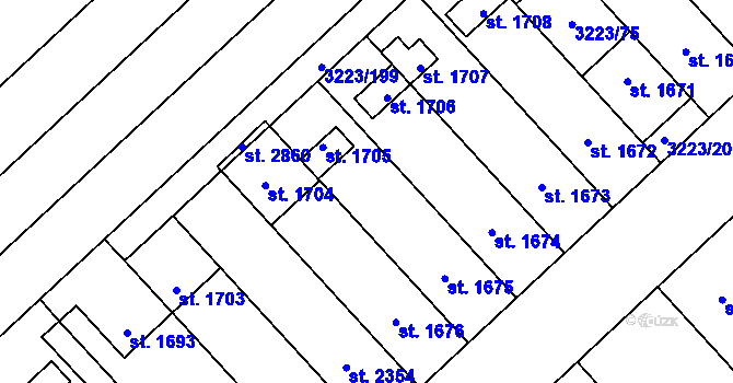 Parcela st. 3223/7 v KÚ Velké Bílovice, Katastrální mapa