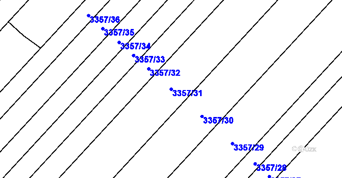 Parcela st. 3357/31 v KÚ Velké Bílovice, Katastrální mapa
