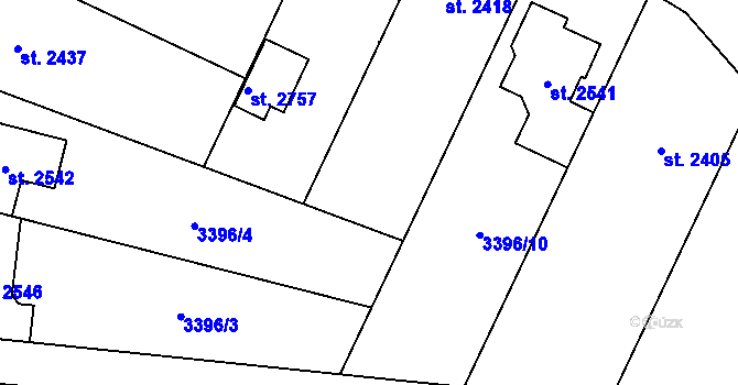 Parcela st. 3396/364 v KÚ Velké Bílovice, Katastrální mapa