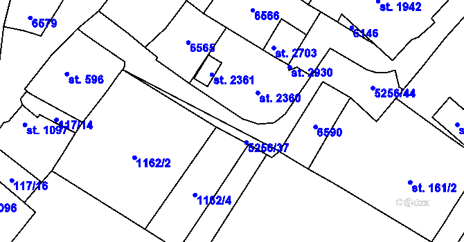 Parcela st. 5256/41 v KÚ Velké Bílovice, Katastrální mapa
