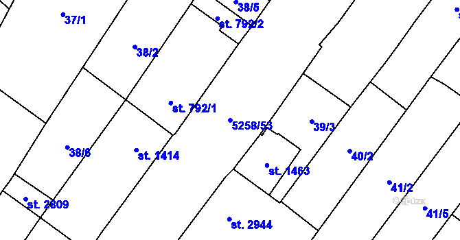 Parcela st. 5258/53 v KÚ Velké Bílovice, Katastrální mapa