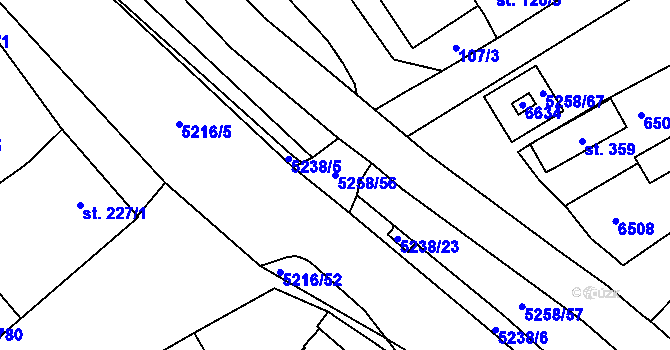 Parcela st. 5258/56 v KÚ Velké Bílovice, Katastrální mapa