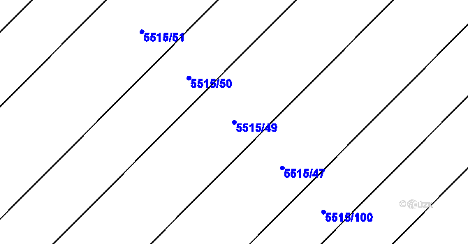 Parcela st. 5515/49 v KÚ Velké Bílovice, Katastrální mapa