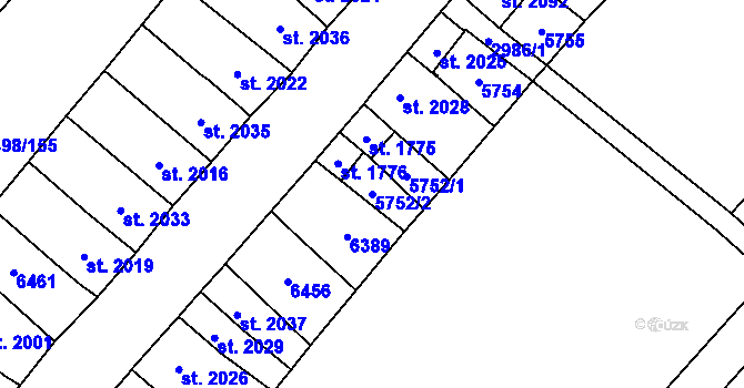 Parcela st. 5752/2 v KÚ Velké Bílovice, Katastrální mapa