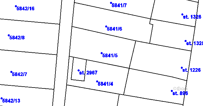 Parcela st. 5841/5 v KÚ Velké Bílovice, Katastrální mapa