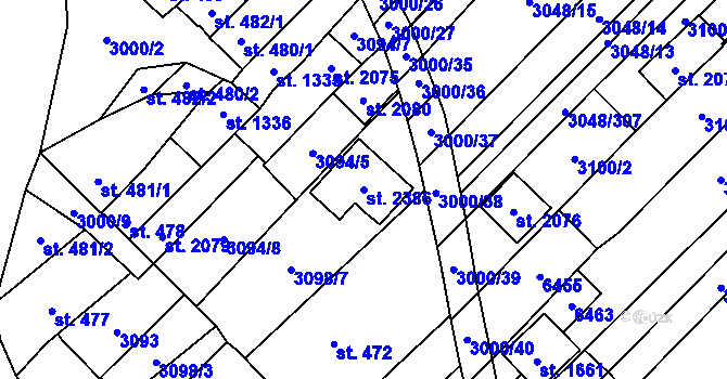 Parcela st. 2386 v KÚ Velké Bílovice, Katastrální mapa