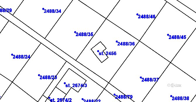 Parcela st. 2456 v KÚ Velké Bílovice, Katastrální mapa