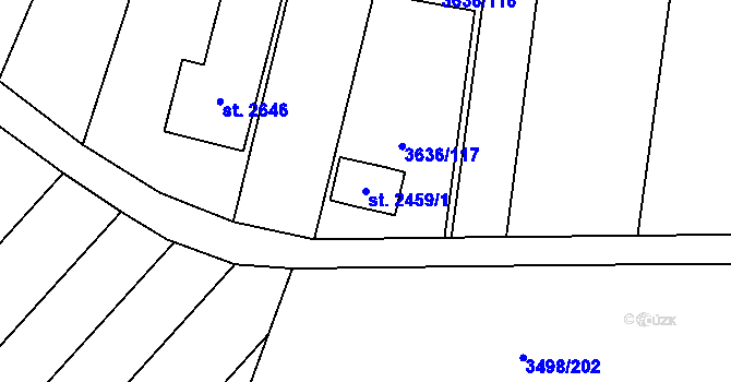 Parcela st. 2459/1 v KÚ Velké Bílovice, Katastrální mapa