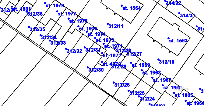 Parcela st. 1972 v KÚ Velké Bílovice, Katastrální mapa