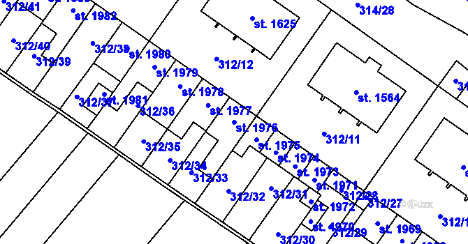 Parcela st. 1976 v KÚ Velké Bílovice, Katastrální mapa