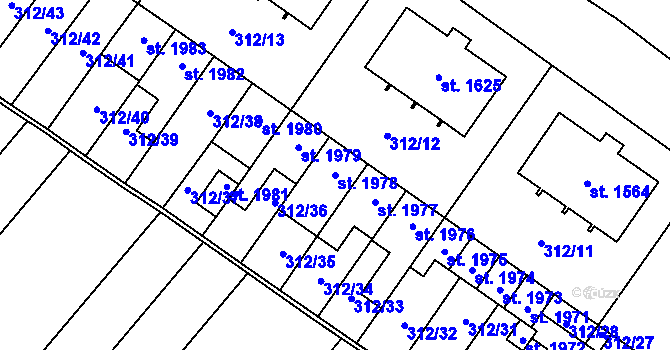 Parcela st. 1978 v KÚ Velké Bílovice, Katastrální mapa