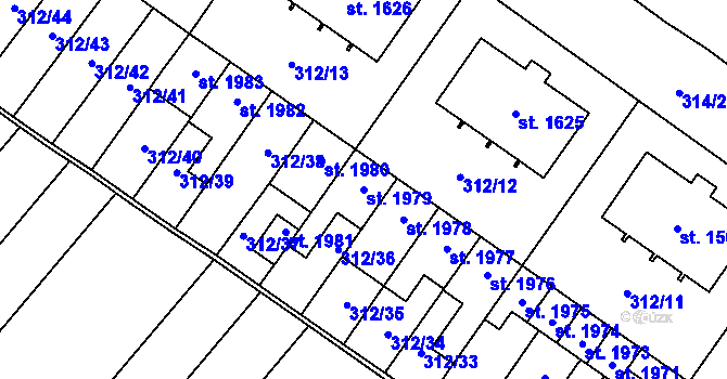 Parcela st. 1979 v KÚ Velké Bílovice, Katastrální mapa