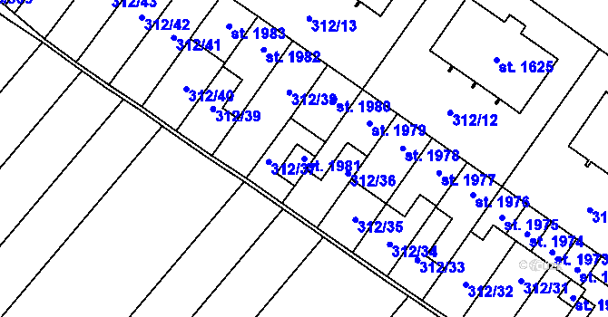 Parcela st. 1981 v KÚ Velké Bílovice, Katastrální mapa