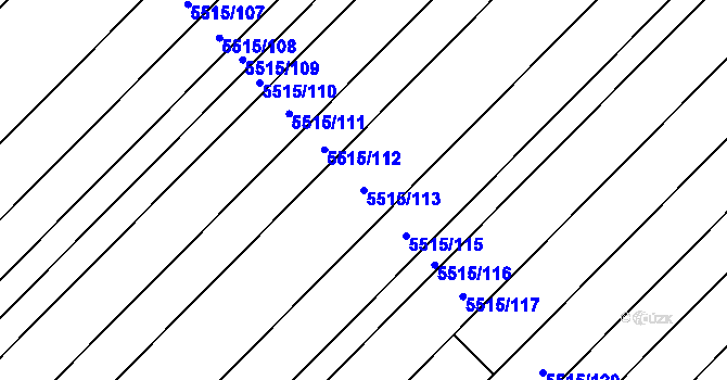 Parcela st. 5515/113 v KÚ Velké Bílovice, Katastrální mapa