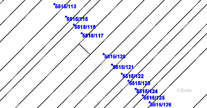 Parcela st. 5515/120 v KÚ Velké Bílovice, Katastrální mapa