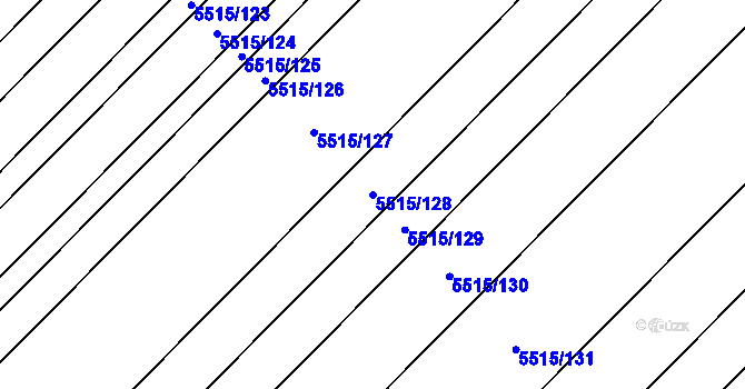 Parcela st. 5515/128 v KÚ Velké Bílovice, Katastrální mapa