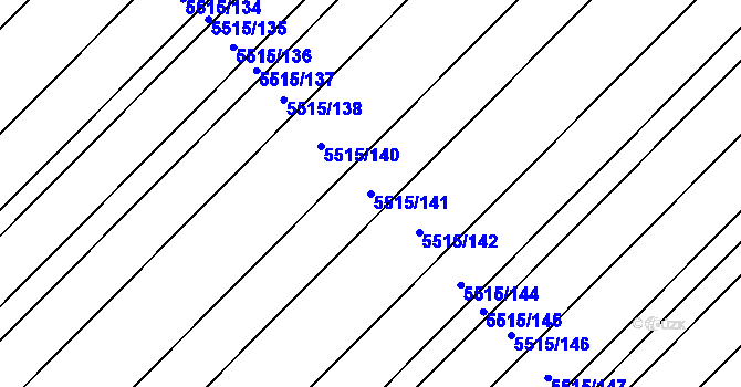 Parcela st. 5515/141 v KÚ Velké Bílovice, Katastrální mapa