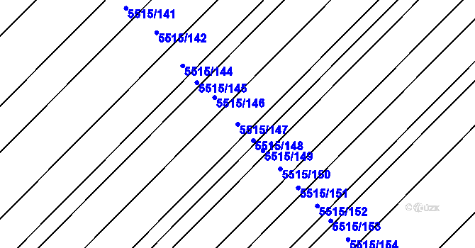 Parcela st. 5515/147 v KÚ Velké Bílovice, Katastrální mapa