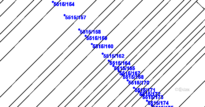 Parcela st. 5515/162 v KÚ Velké Bílovice, Katastrální mapa