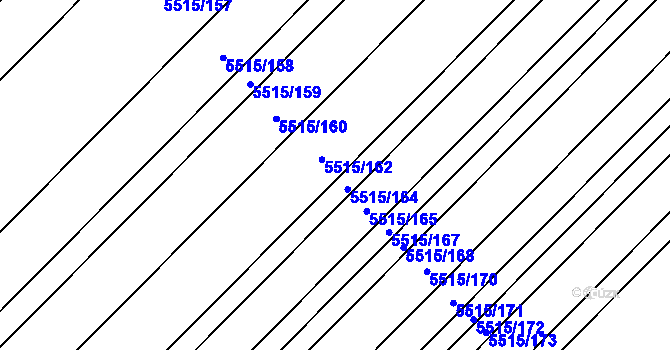 Parcela st. 5515/163 v KÚ Velké Bílovice, Katastrální mapa