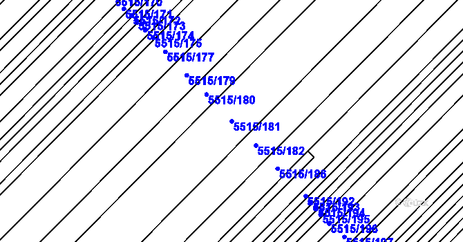 Parcela st. 5515/181 v KÚ Velké Bílovice, Katastrální mapa