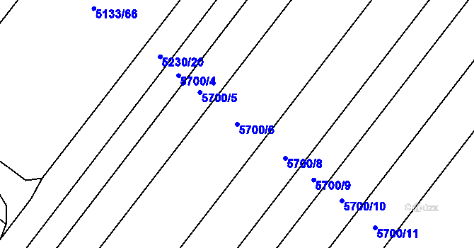 Parcela st. 5700/6 v KÚ Velké Bílovice, Katastrální mapa