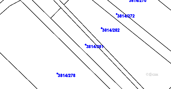 Parcela st. 3814/281 v KÚ Velké Bílovice, Katastrální mapa