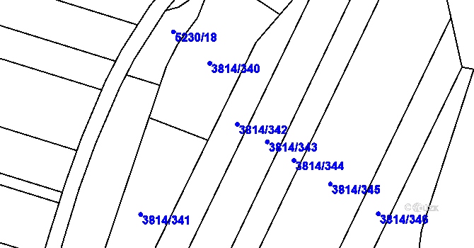 Parcela st. 3814/342 v KÚ Velké Bílovice, Katastrální mapa