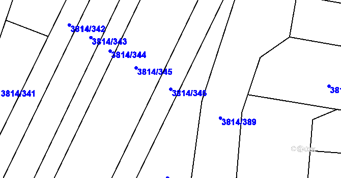 Parcela st. 3814/346 v KÚ Velké Bílovice, Katastrální mapa