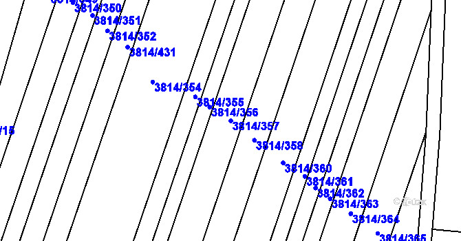 Parcela st. 3814/357 v KÚ Velké Bílovice, Katastrální mapa