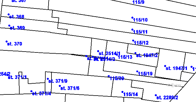 Parcela st. 2514/1 v KÚ Velké Bílovice, Katastrální mapa