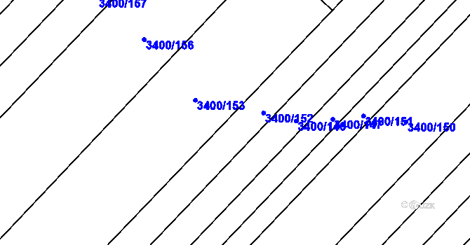 Parcela st. 3400/194 v KÚ Velké Bílovice, Katastrální mapa