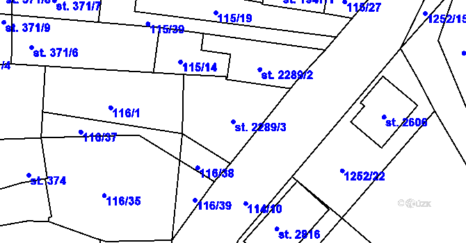 Parcela st. 2289/3 v KÚ Velké Bílovice, Katastrální mapa