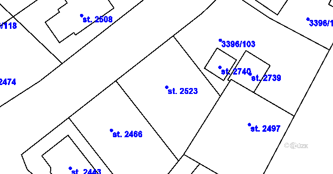 Parcela st. 2523 v KÚ Velké Bílovice, Katastrální mapa