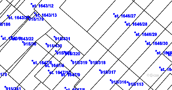 Parcela st. 915/117 v KÚ Velké Bílovice, Katastrální mapa